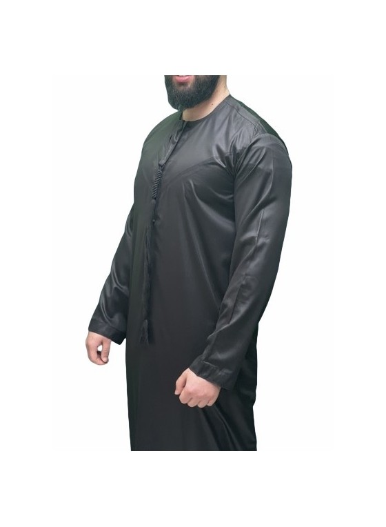 qamis émirati noir luxe