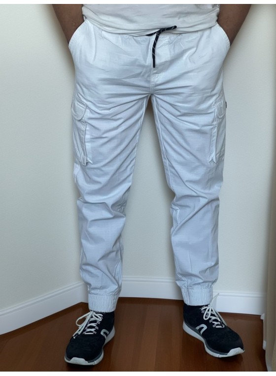 pantalon cargo coton blanc