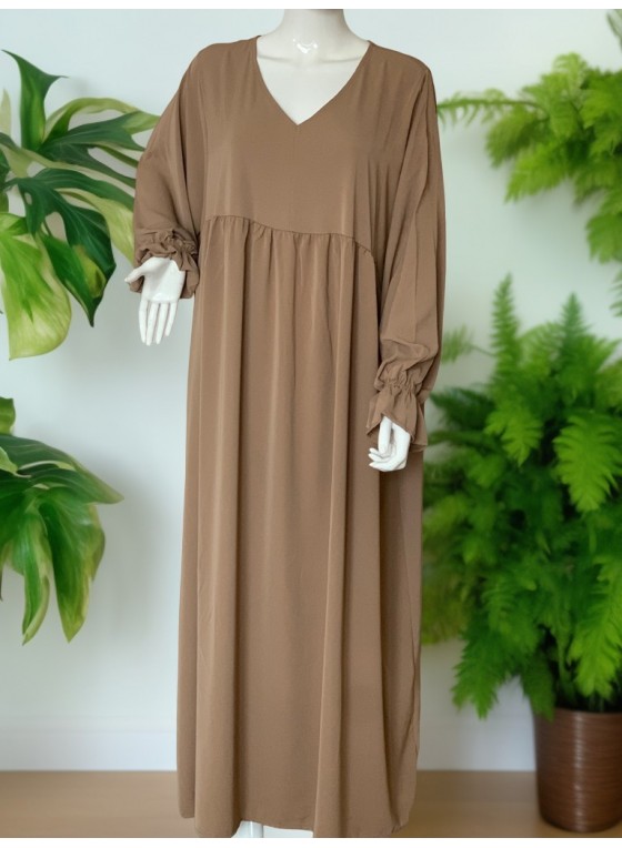 robe abaya large couleur camel