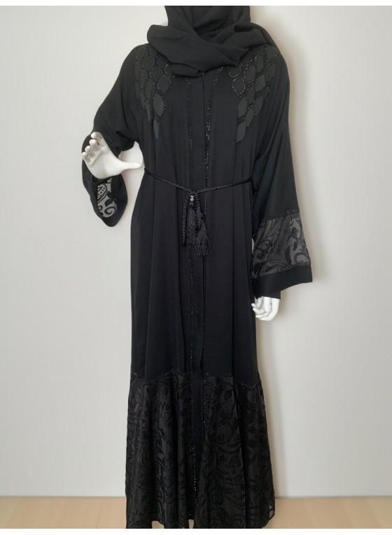 abaya kimono noire 3 pièces