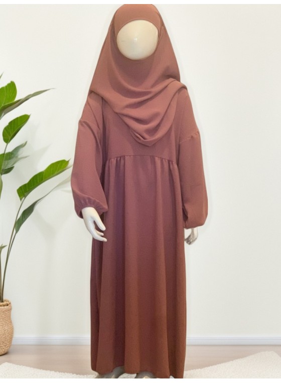 Abaya robe filles 4 ans à 14 ans rose framboise luxe