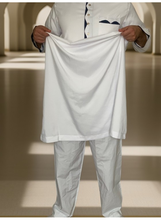 ensemble qamis avec pantalon blanc