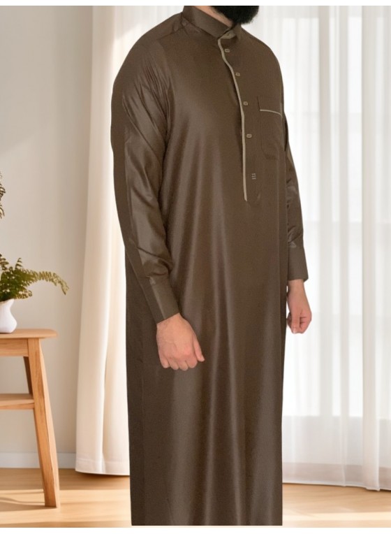 Qamis homme moderne luxe marron